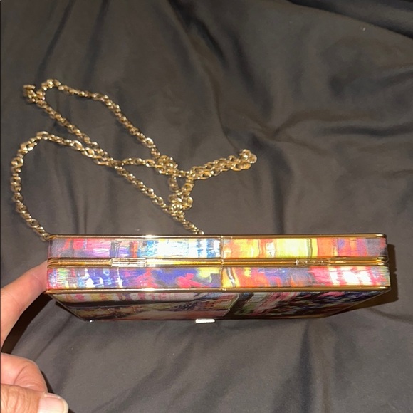 Sondra Roberts Colorful Artistic Abstract Women's Clutch Gold Chain Strap - Picture 5 of 11